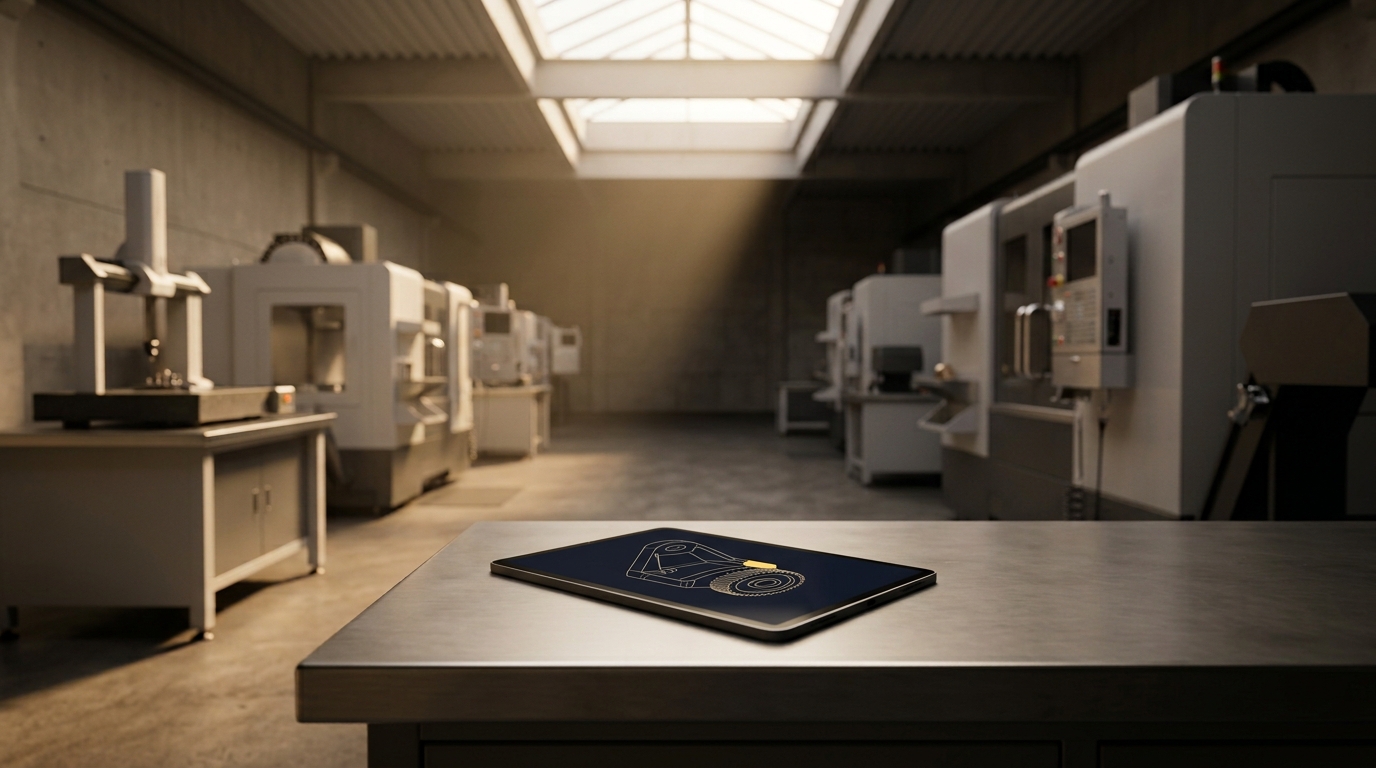Precision manufacturing workshop with digital operations tablet — Manufacturing Operations Excellence case study
