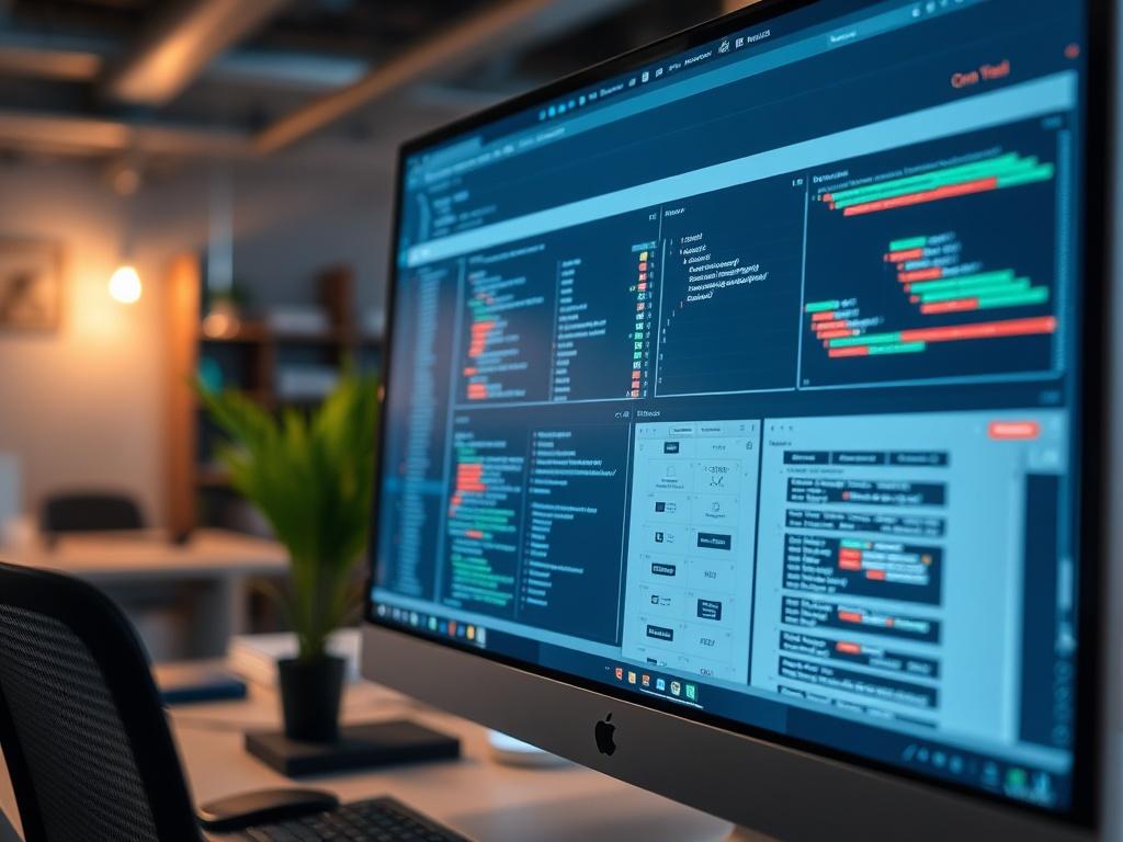 A detailed close up shot of a computer screen showcasing