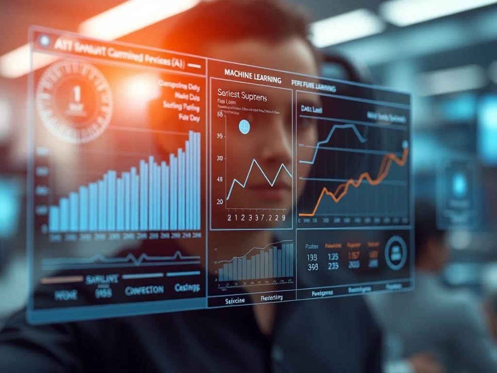 A high resolution close up shot of a futuristic AI