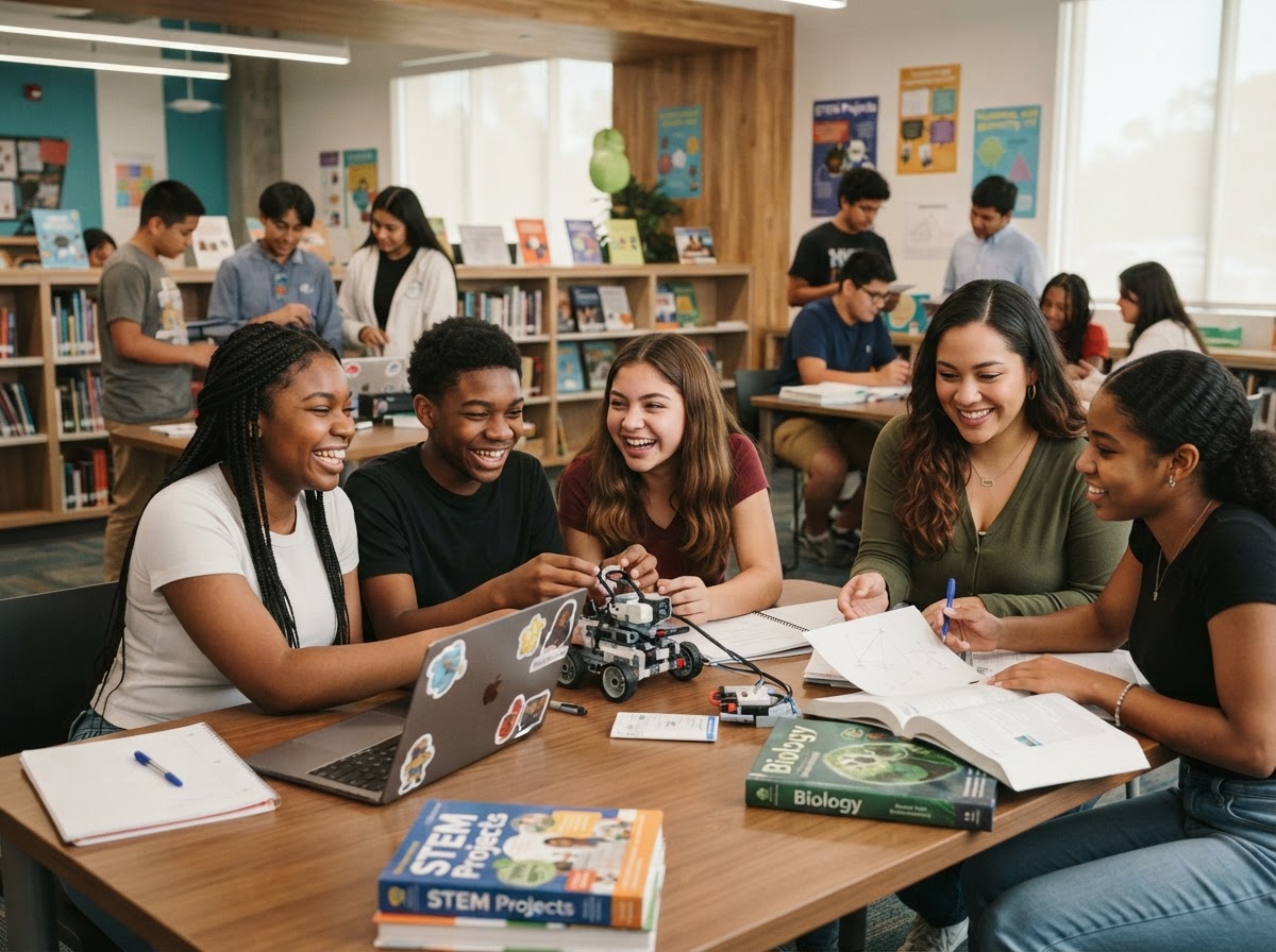 Young people engaged in educational enrichment activities
