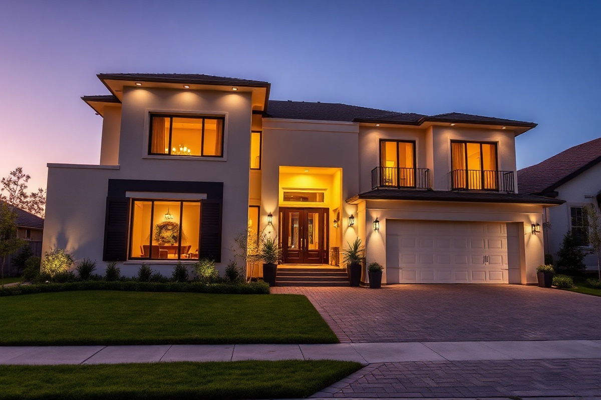 Luxury modern home exterior showcasing contemporary architecture and landscaping