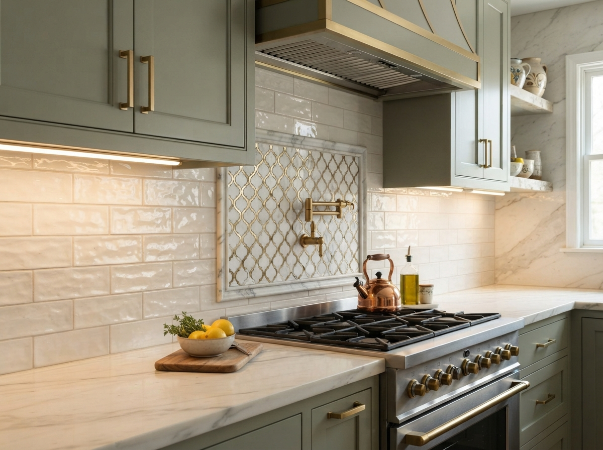 Elegant kitchen backsplash tile pattern with ceramic and subway tile