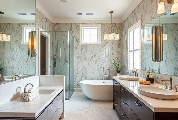 Luxury bathroom remodel featuring modern fixtures, elegant tile work, and spa-like finishes