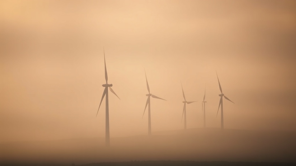 Wind turbines in fog