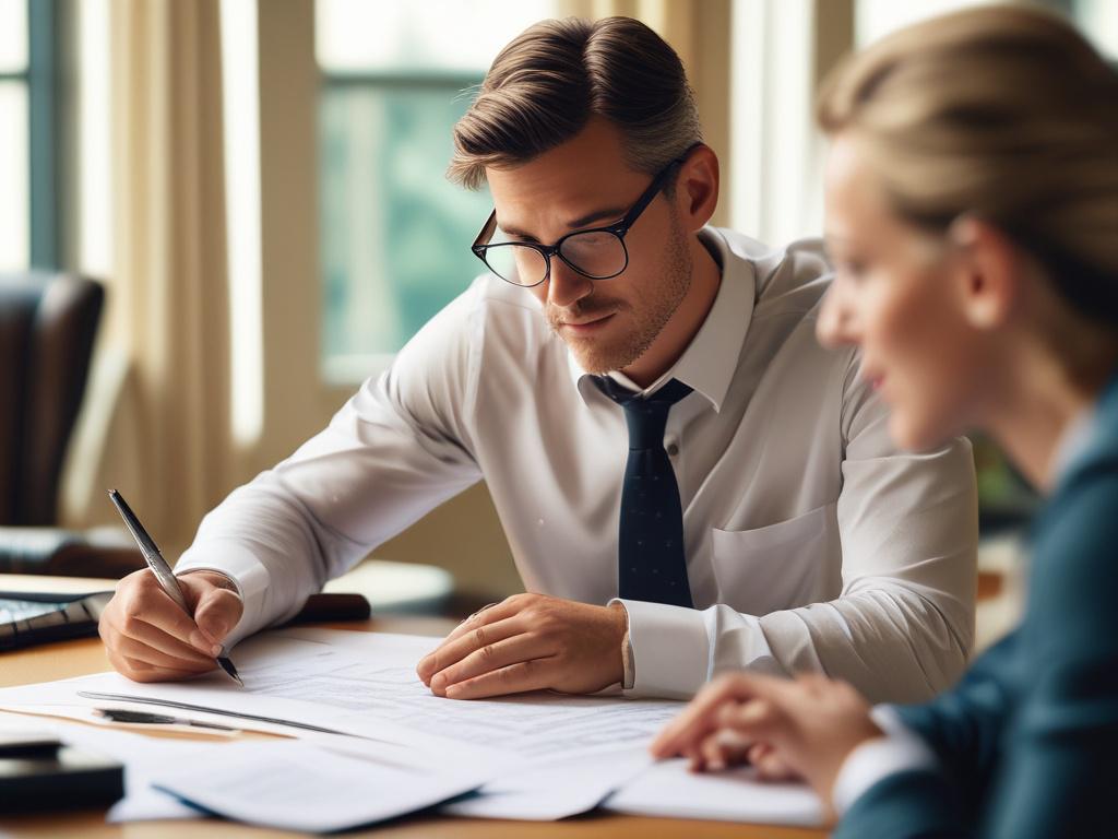 A professional investment advisor discussing with a client over a