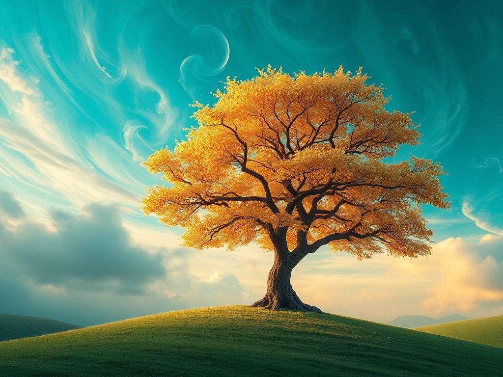 A stunning, realistic high resolution of a mystical landscape featuring