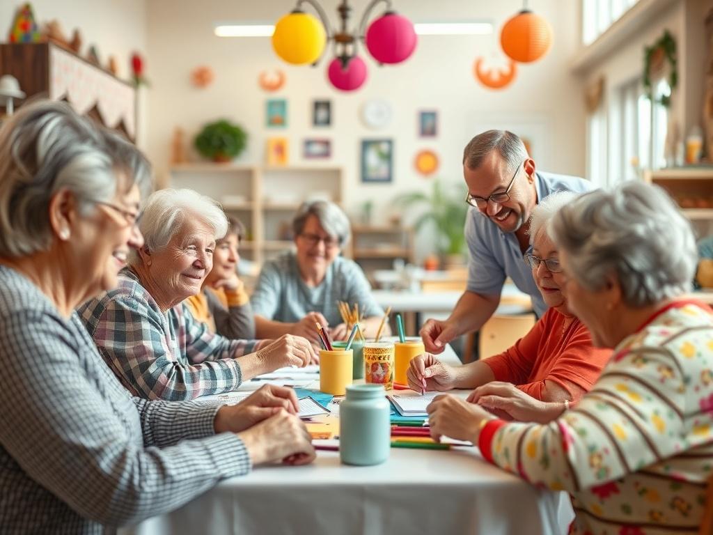 A vibrant community activity scene showing individuals engaged in a