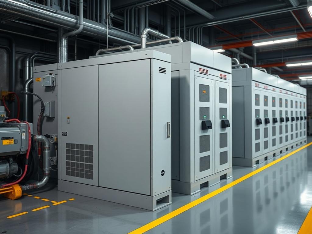 A high resolution close up shot of advanced battery storage