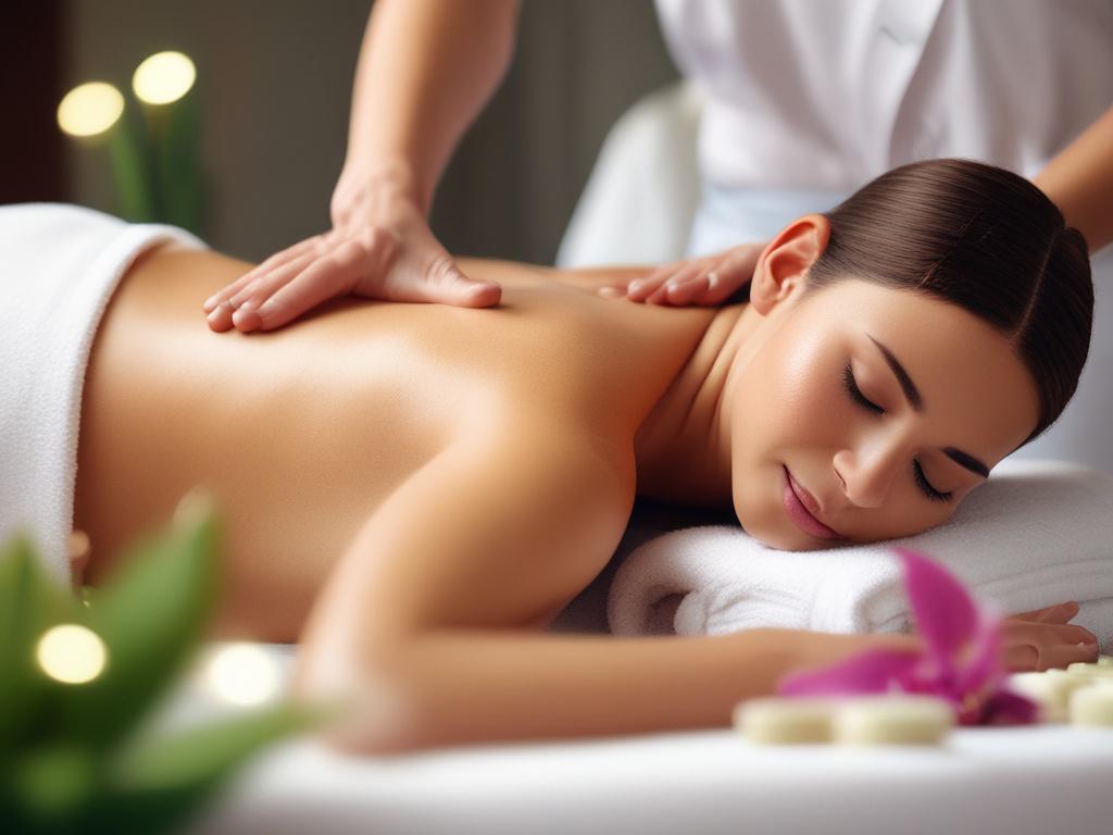 A serene spa setting with soft lighting and soothing colors