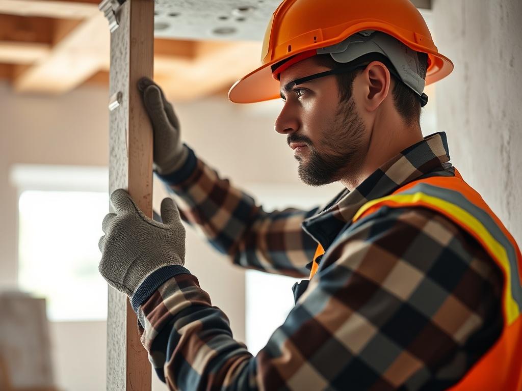 A hyper realistic close up shot of a construction worker