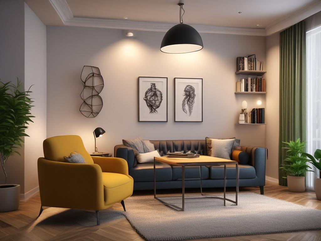A compassionate psychologist sitting in a cozy office, actively listening