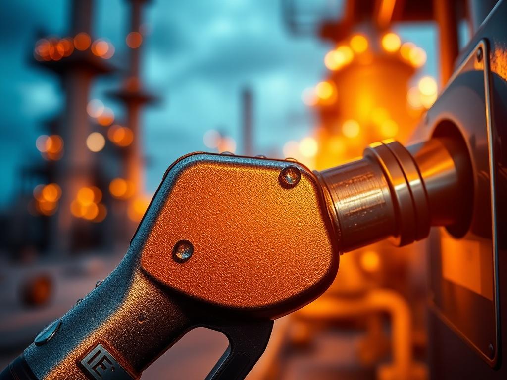 A hyper realistic close up shot of a fuel pump