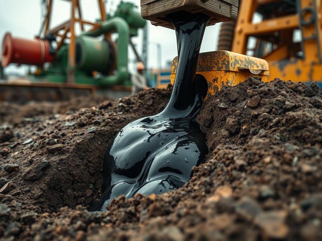 A detailed close up of crude oil being extracted from