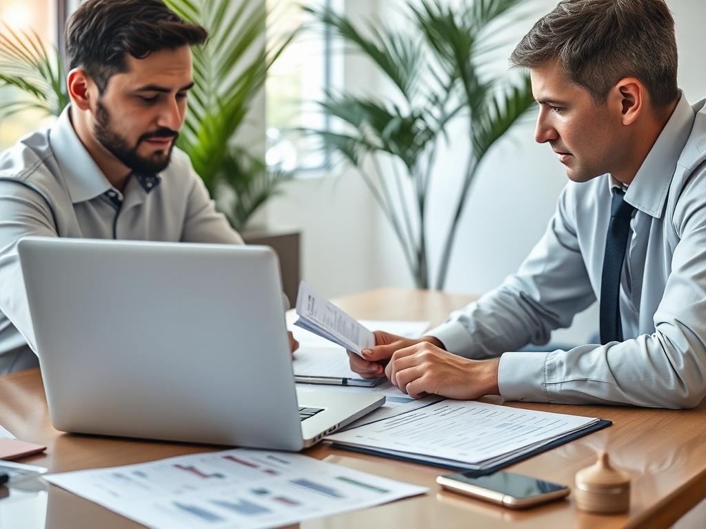 A close up of a broker discussing terms with a