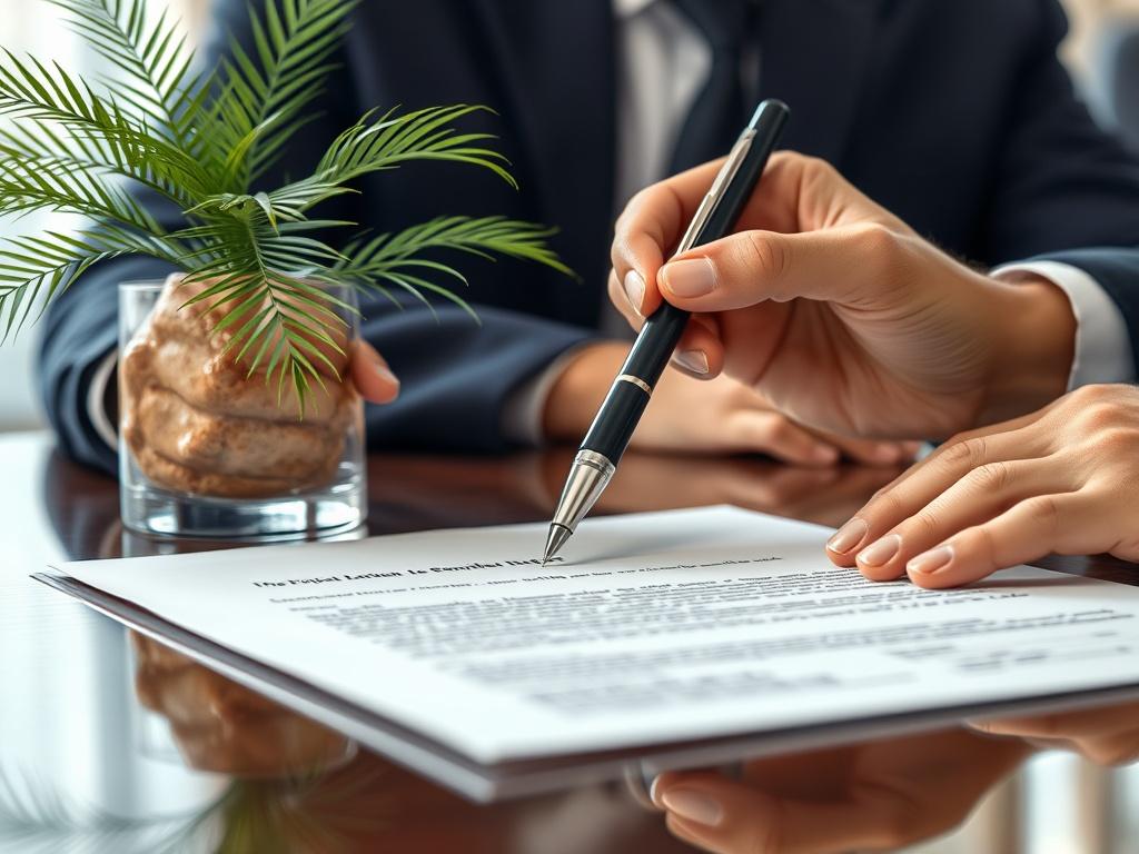 A close up of a businessperson signing an ICPO document,