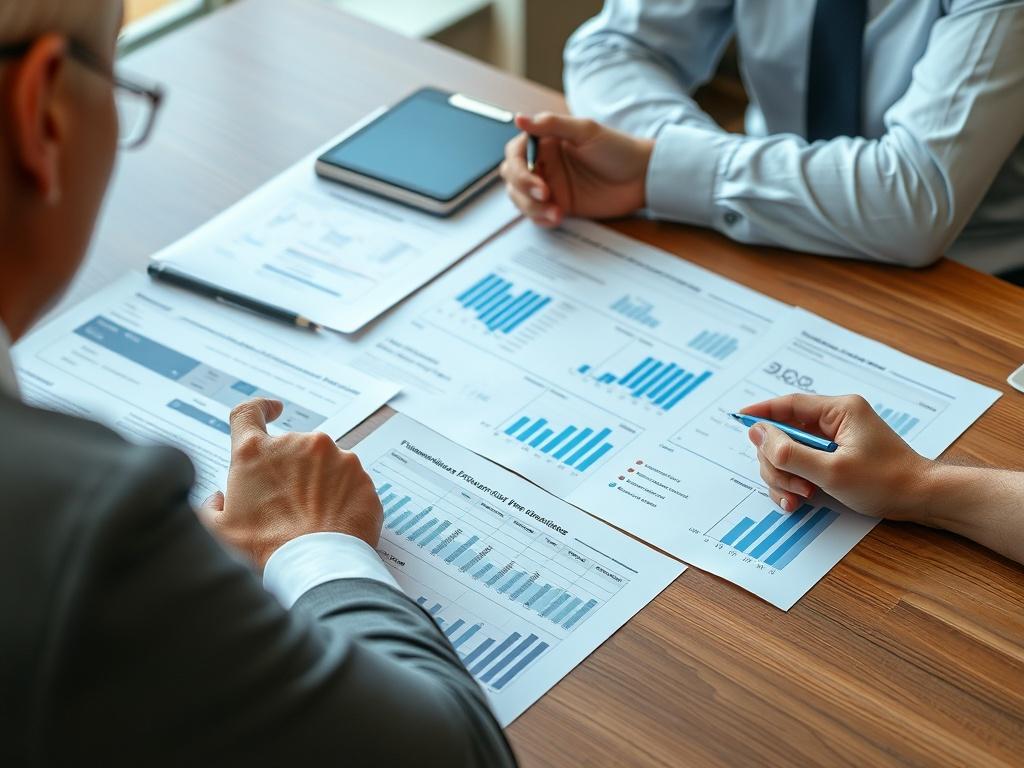 A detailed image of a financial advisor presenting various financing