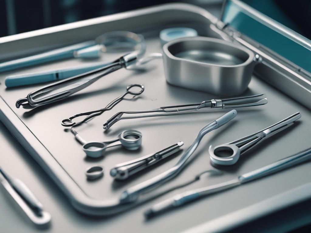 A hyper realistic close up of a surgical tray with