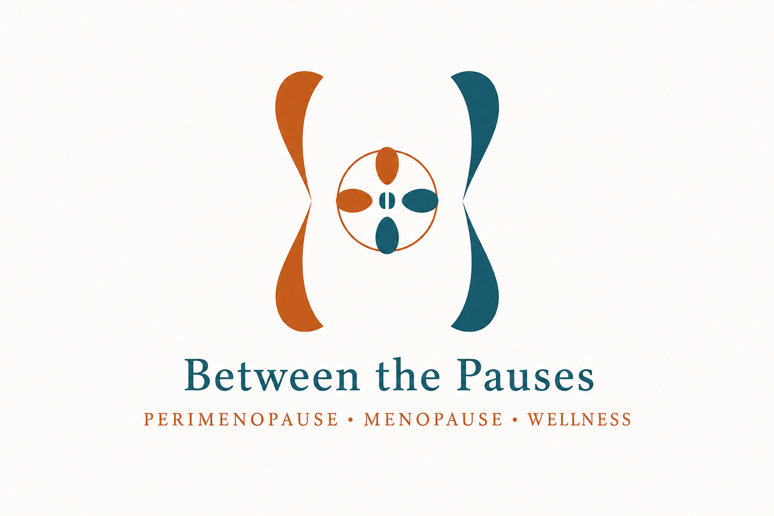 Between the Pauses logo - teal and coral design