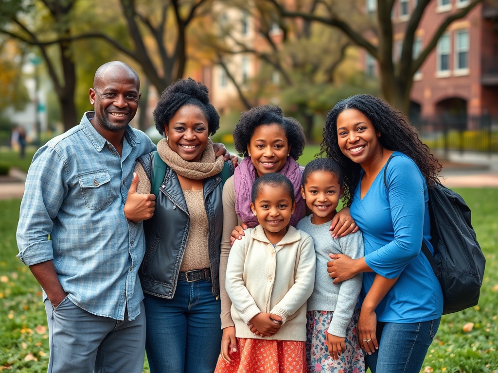Diverse family in NYC park