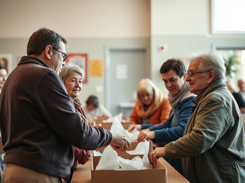 Community volunteers helping families