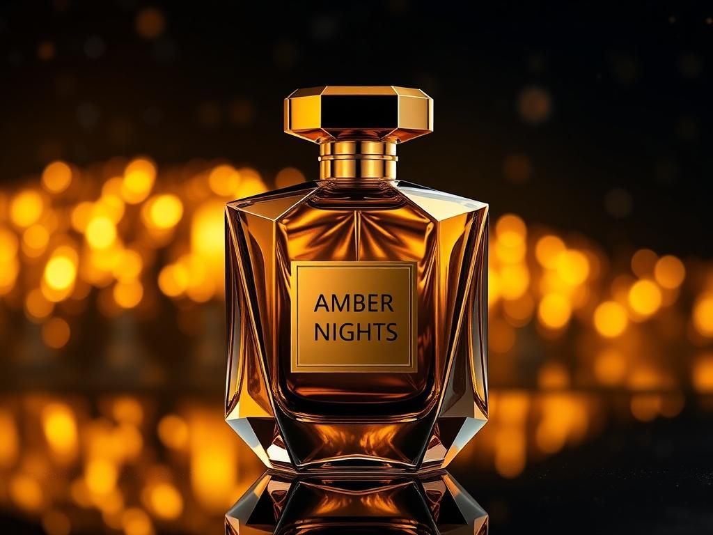 Create a realistic high resolution of a luxurious perfume bottle