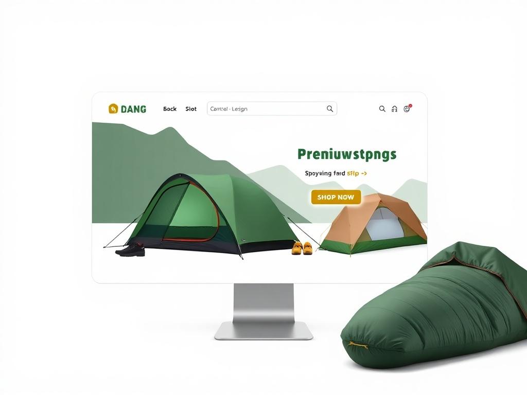 A clean, minimalistic online shopping interface showing premium outdoor gear