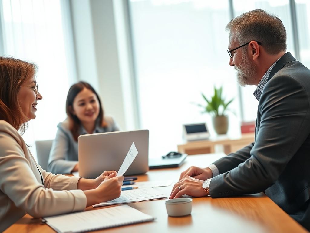 A close up shot of a financial advisor engaging with