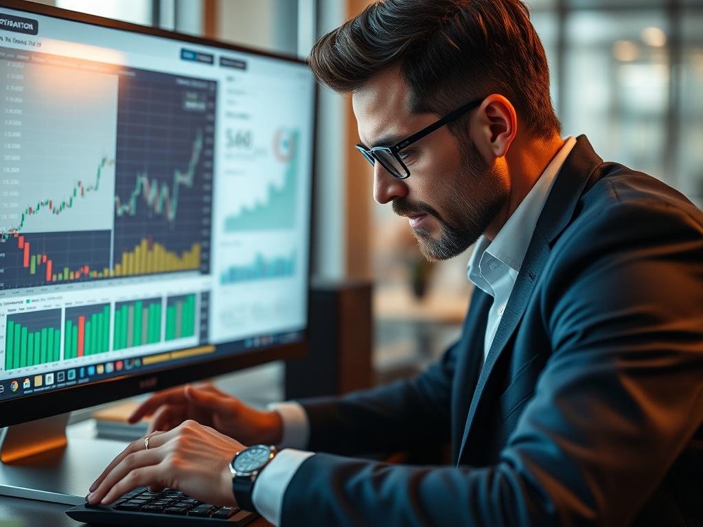 A close up shot of a financial advisor analyzing performance