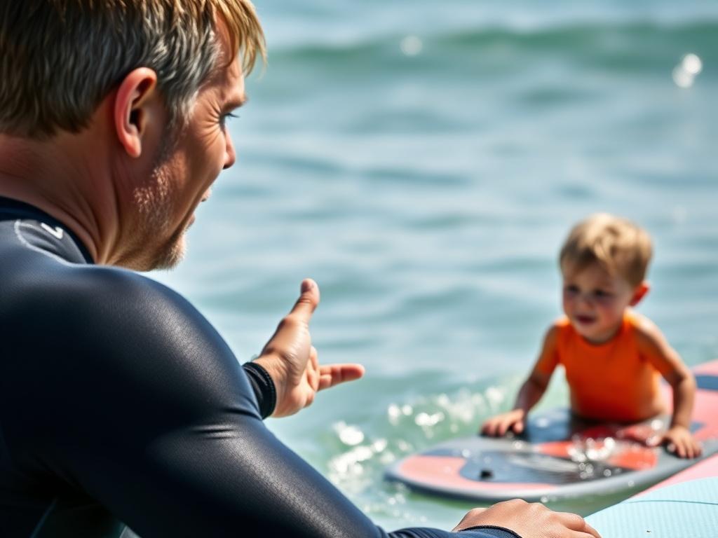 A close up shot of a surf instructor giving personalized