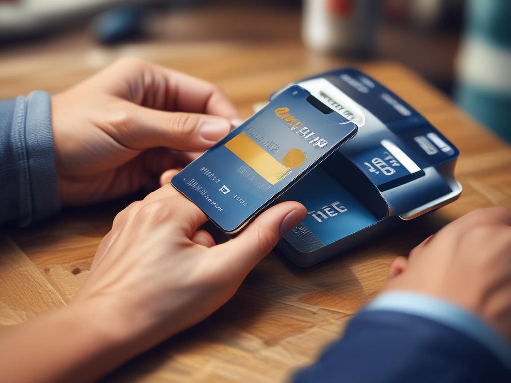 A close up shot of a credit card held in