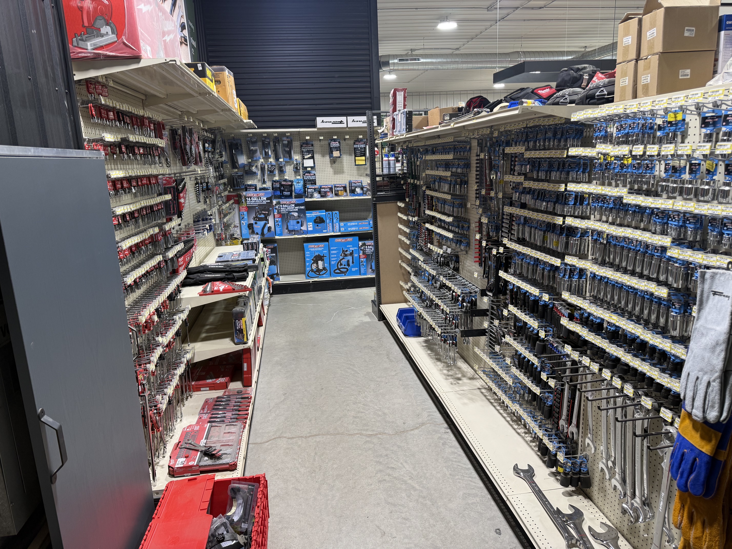 Hardware store shelves