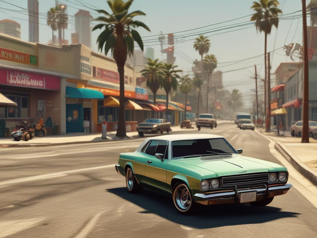Photorealistic image of a dynamic game scene in GTA San