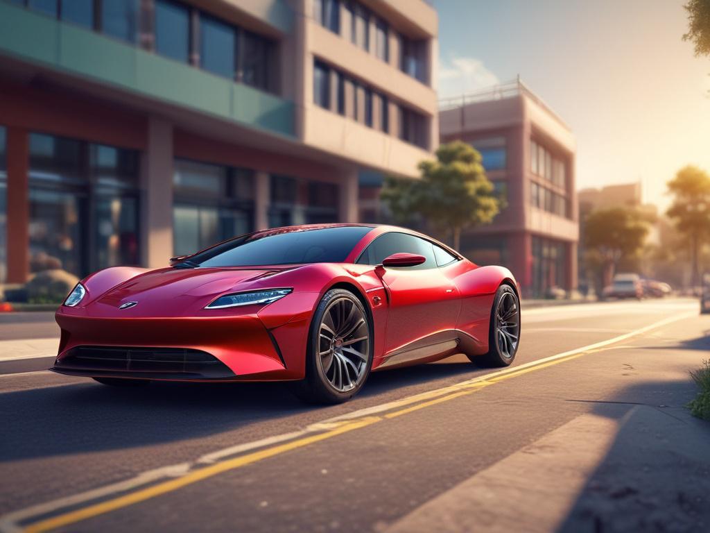 Photorealistic image of a player character in a luxury car,