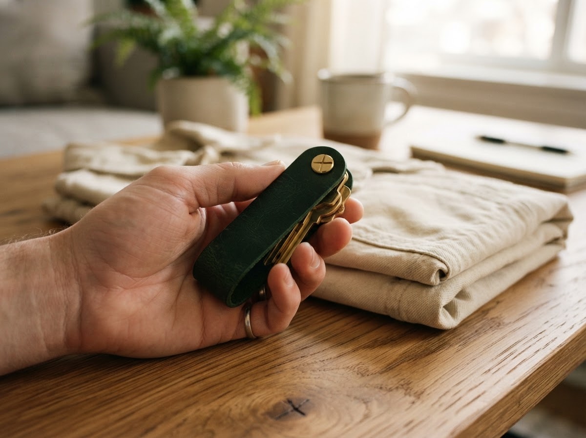 The OneKey wallet held comfortably in hand, ready to head out