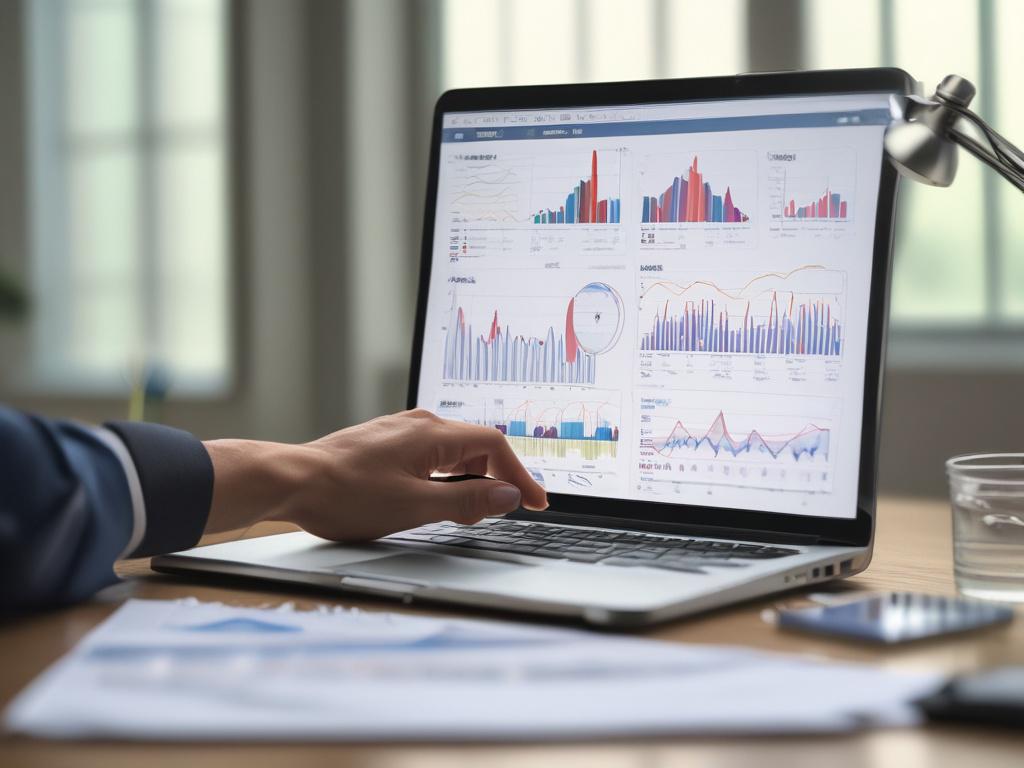 A close up shot of a financial analyst reviewing a
