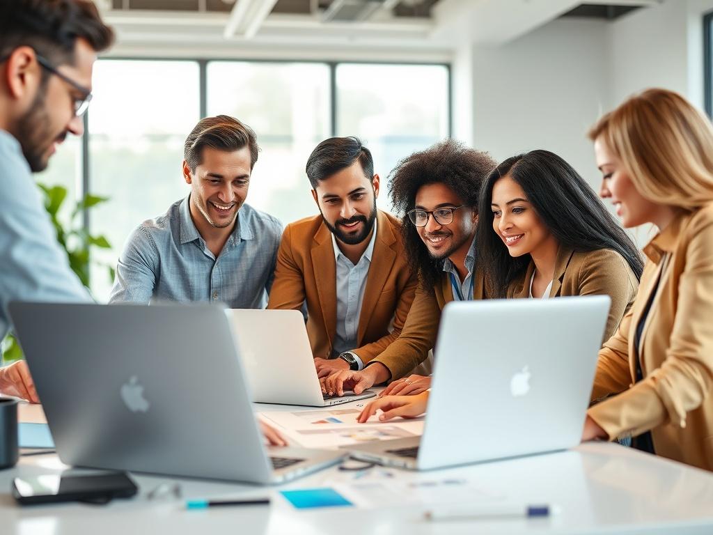 A close up shot of a professional team collaborating on