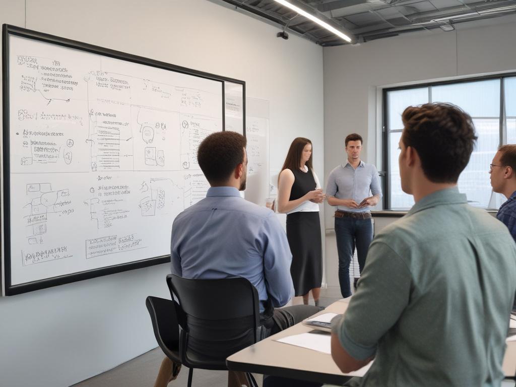A dynamic close up of a workshop in session, with
