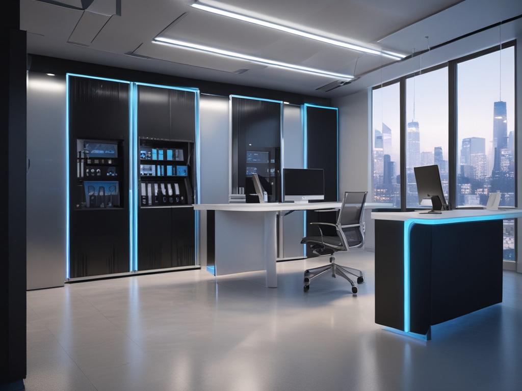 An advanced modular cooling system showcased in a modern office