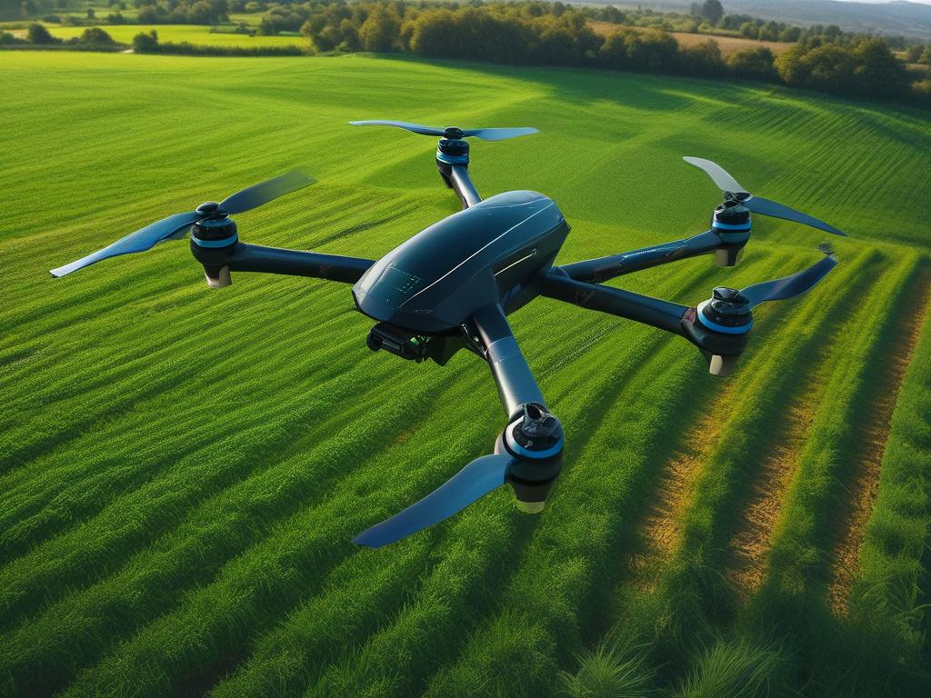 A state of the art agricultural drone flying over a