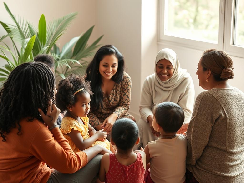 A warm, inviting scene of a diverse group of women
