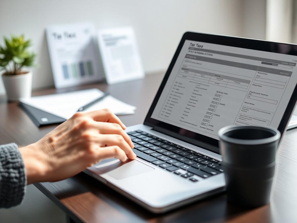 A close up shot of a person inputting data on