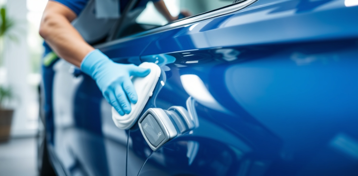 Professional car detailing in action
