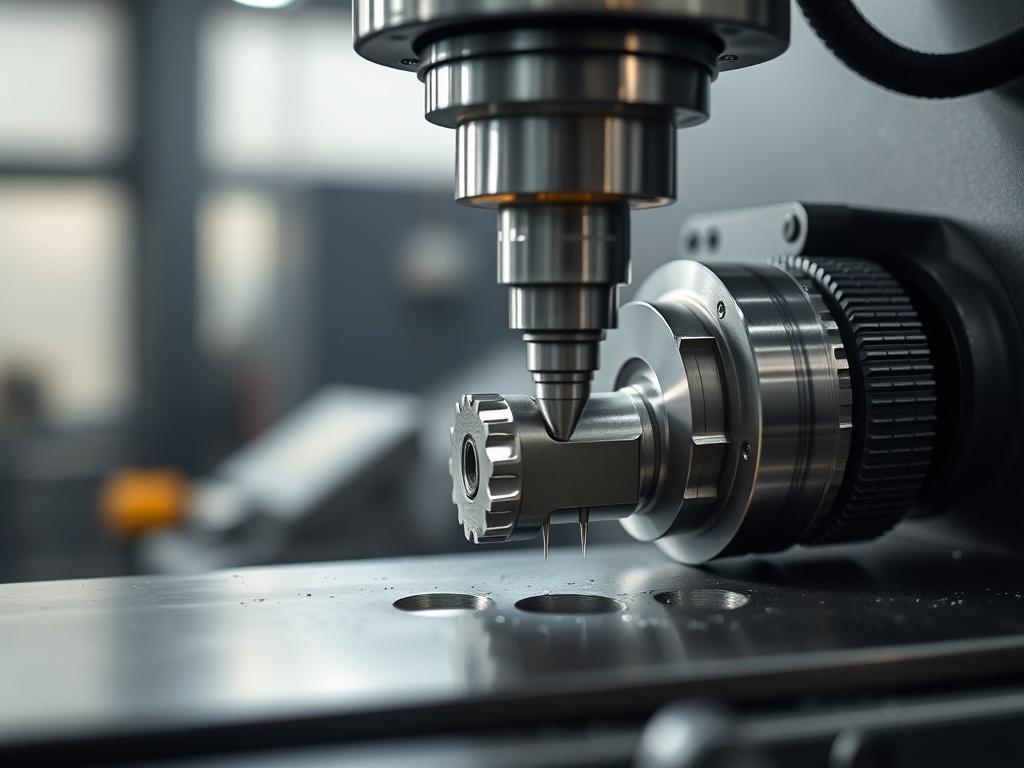 A realistic high resolution of a CNC machine in action,