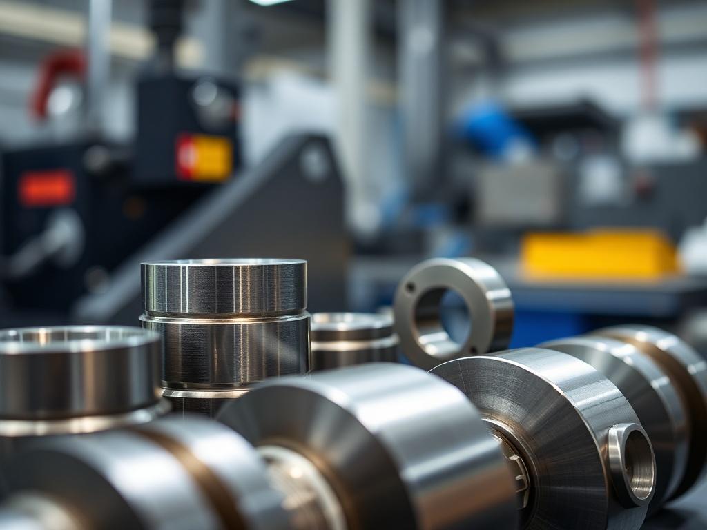 A close up shot of precision CNC machined components, showcasing