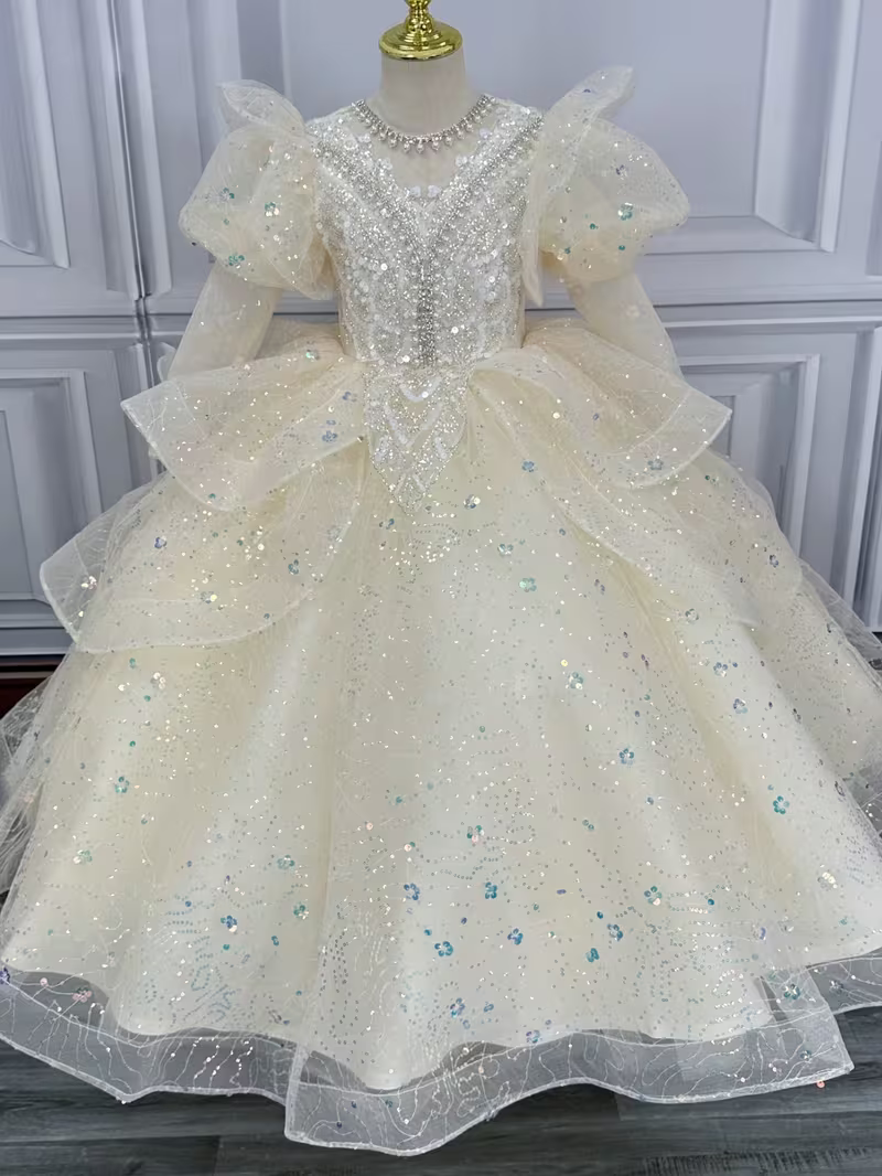Ivory Sequin Ball Gown