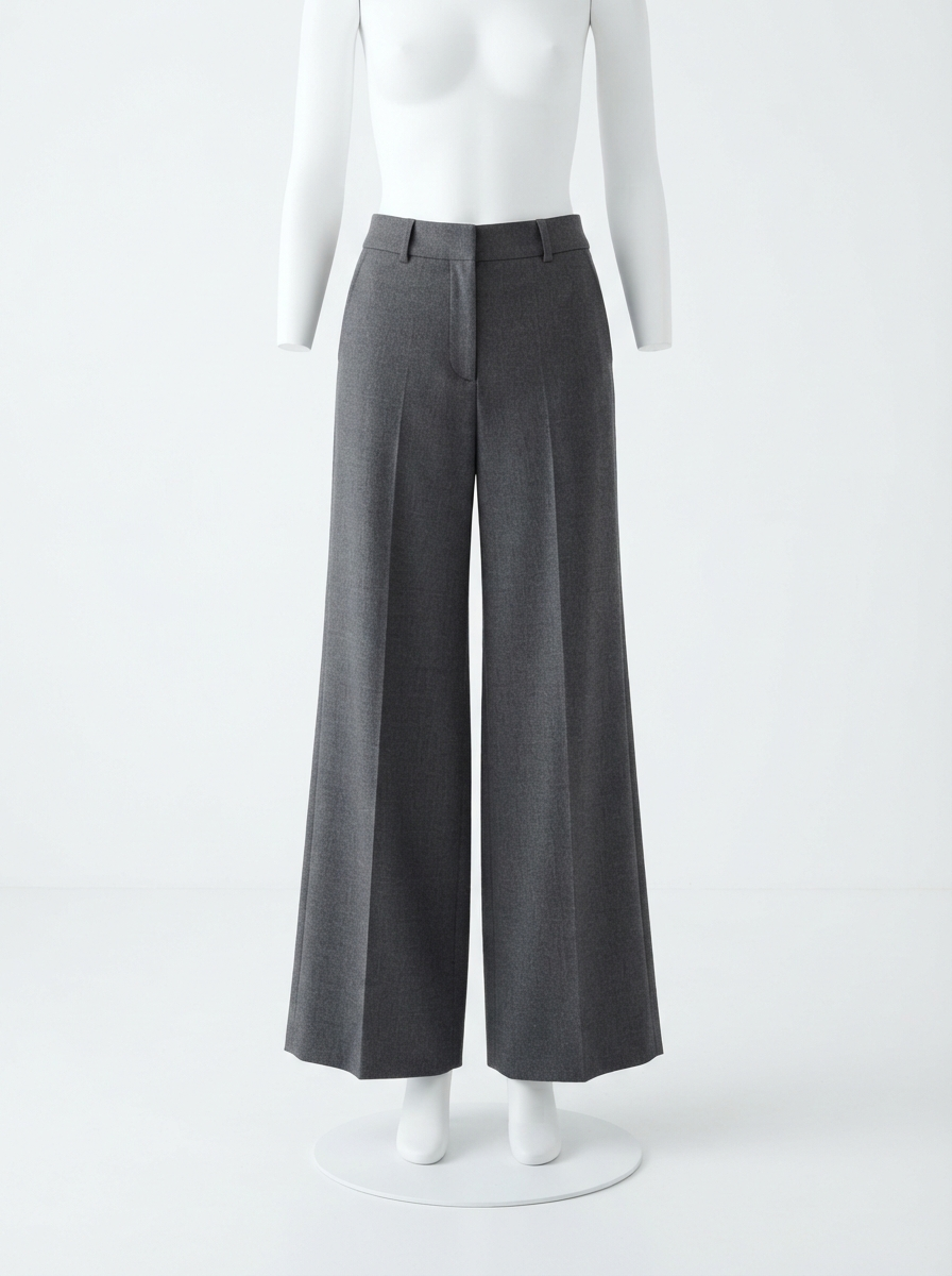 Wide-Leg Charcoal Pants