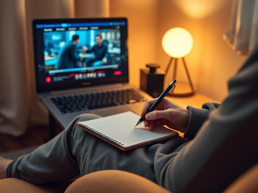 A high resolution image of a film critic reviewing a