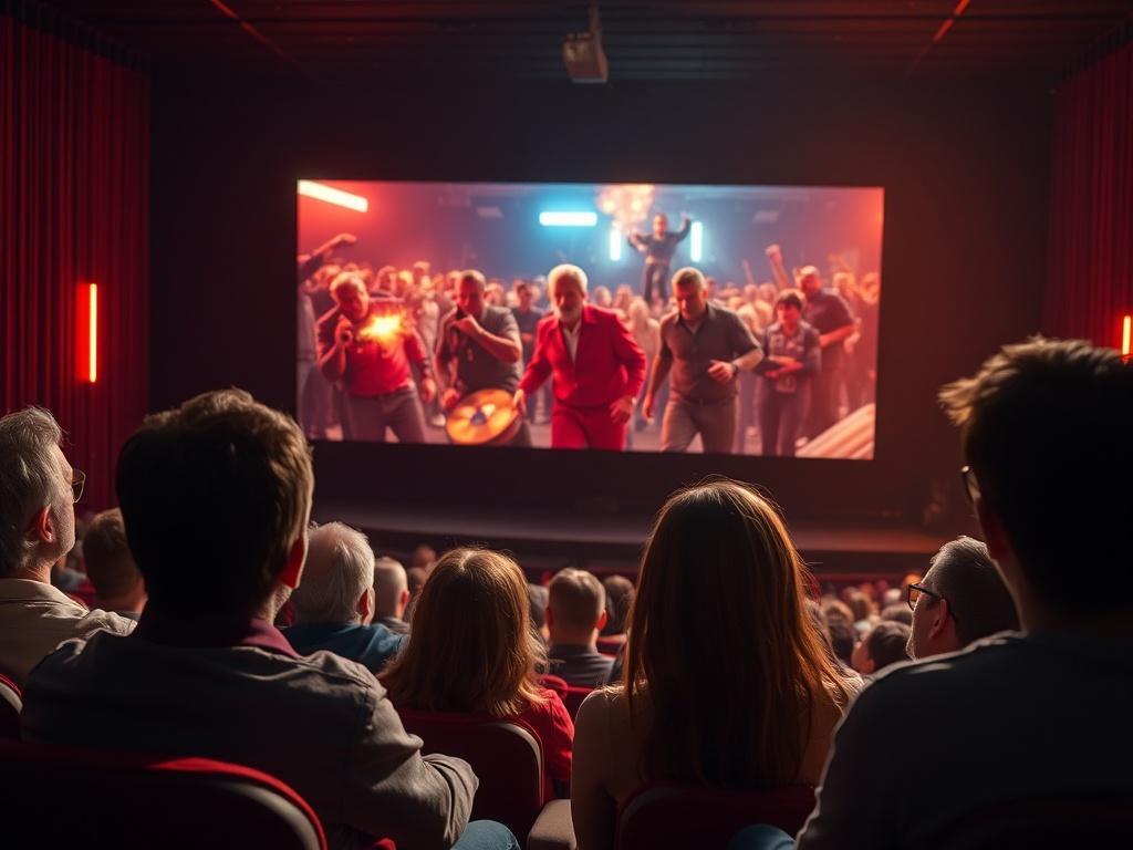 A vibrant, high resolution image of a movie screen displaying