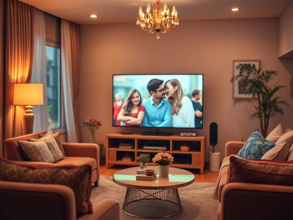 A vibrant scene depicting a television set in a stylish