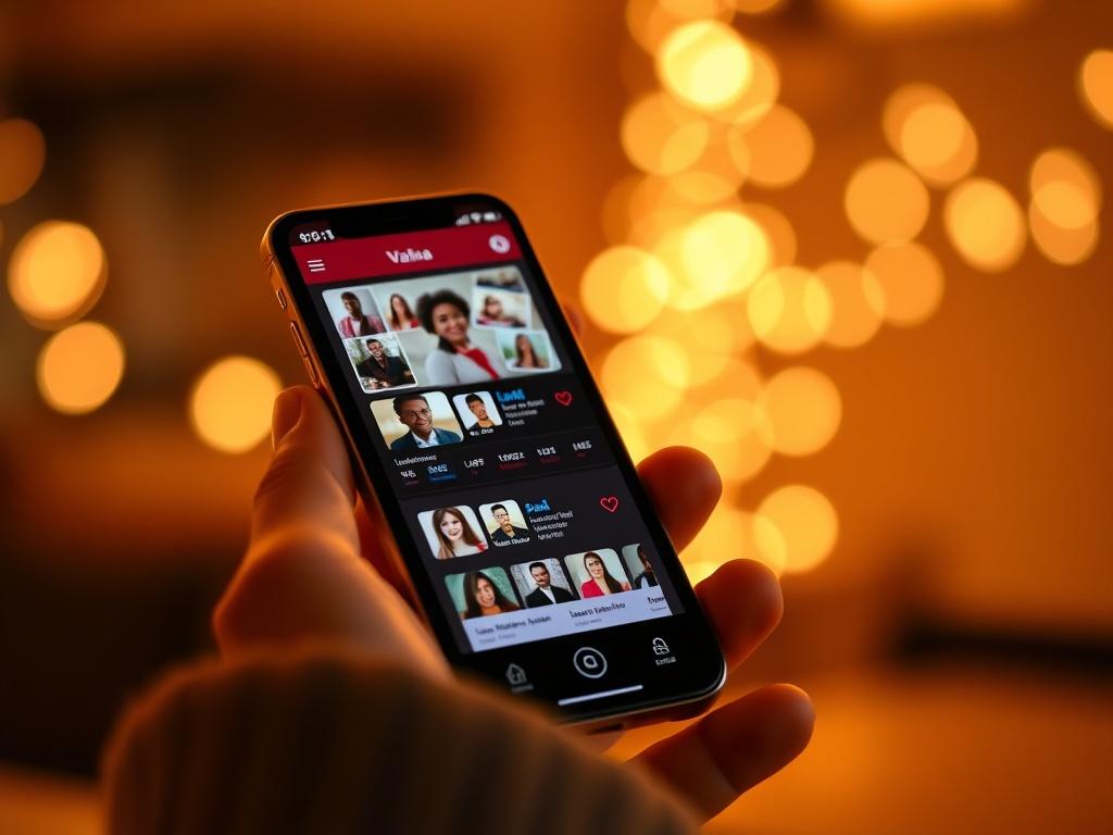 A realistic close up shot of a smartphone displaying the